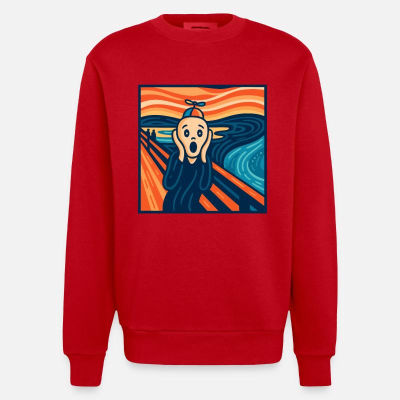 Der (fast) heitere Scream - Heavyweight Oversized Organic Crew Neck Made in EU - Rot