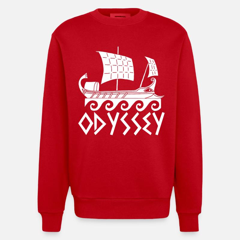 Ulysse et son odyssée (blanc) - Sweat bio épais oversize fabriqué en UE - rouge