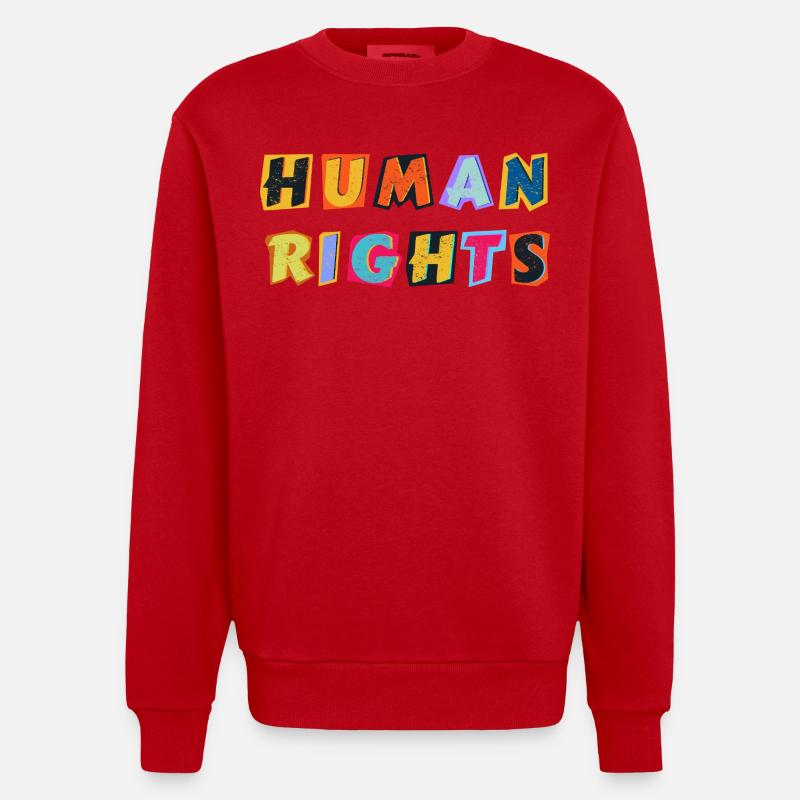 Human Right - Menschenrechte - Heavyweight Oversized Organic Crew Neck Made in EU - Rot