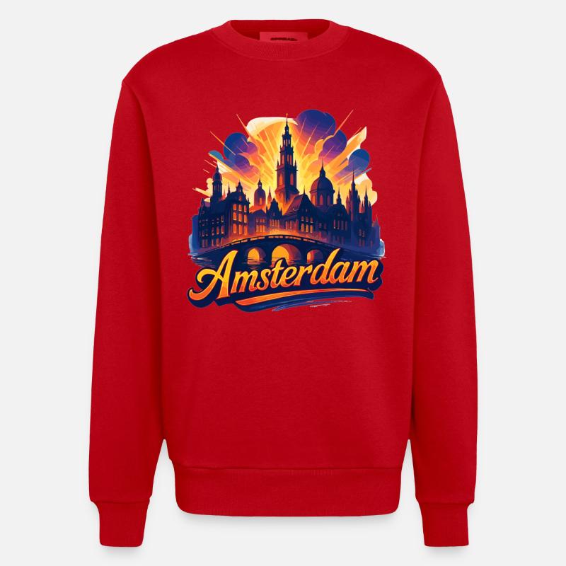 Amsterdam Capitale Pays-Bas Pays-Bas Cadeau - Sweat bio épais oversize fabriqué en UE - rouge