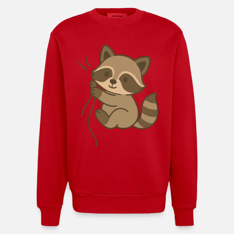Raton laveur blotti - Sweat bio épais oversize fabriqué en UE - rouge