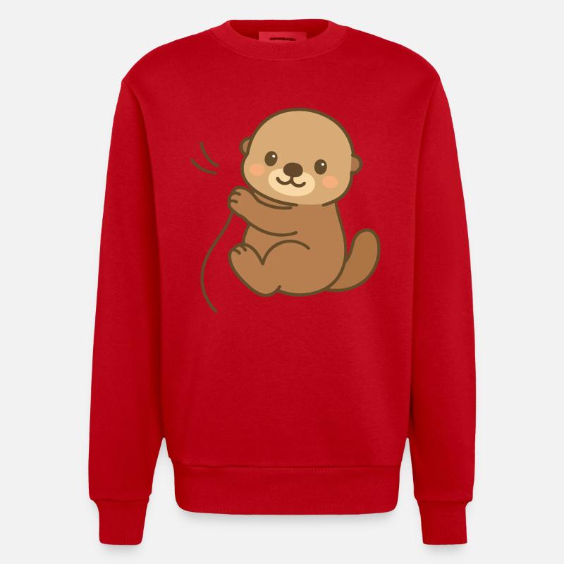 Eingekuschelt Seeotter - Heavyweight Oversized Organic Crew Neck Made in EU - Rot