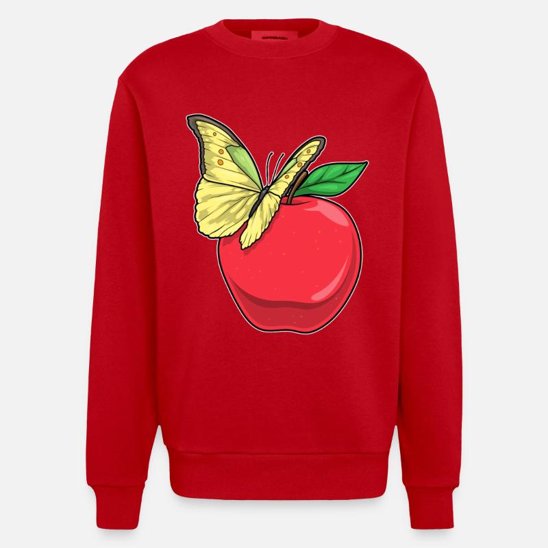 Papillon Pomme Fruit - Sweat bio épais oversize fabriqué en UE - rouge