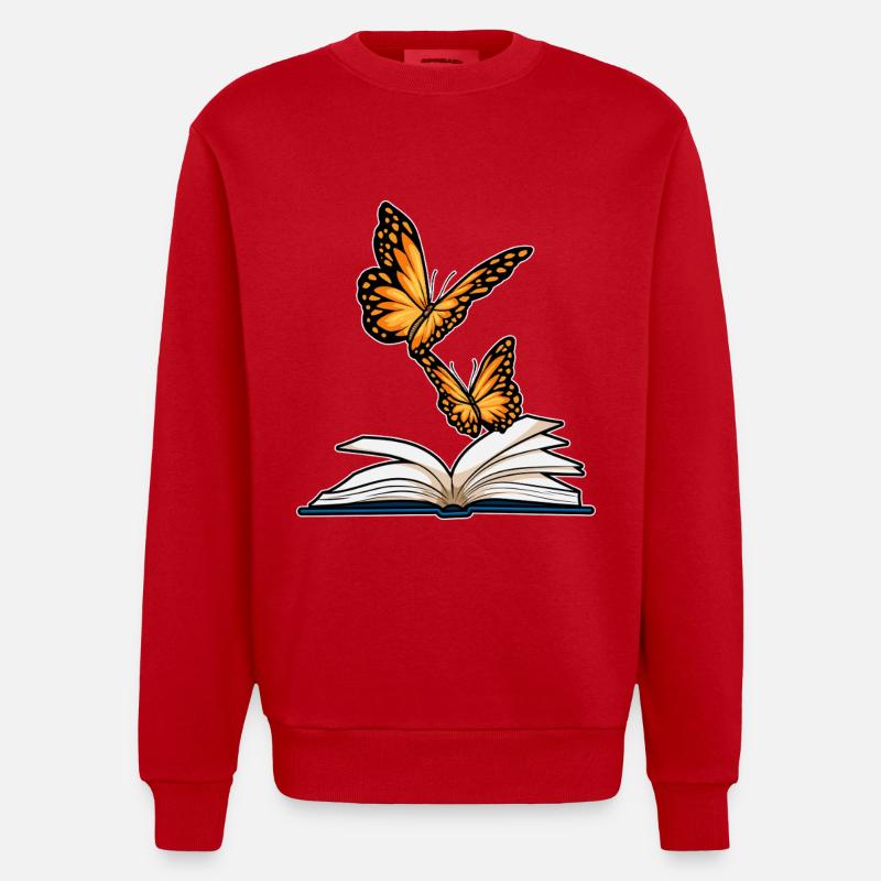 Livre Papillon - Sweat bio épais oversize fabriqué en UE - rouge