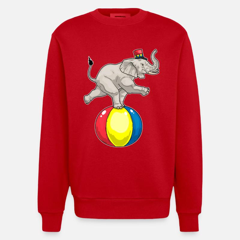 Elephant Circus Ball - Heavyweight Oversized Organic Crew Neck Made in EU - red