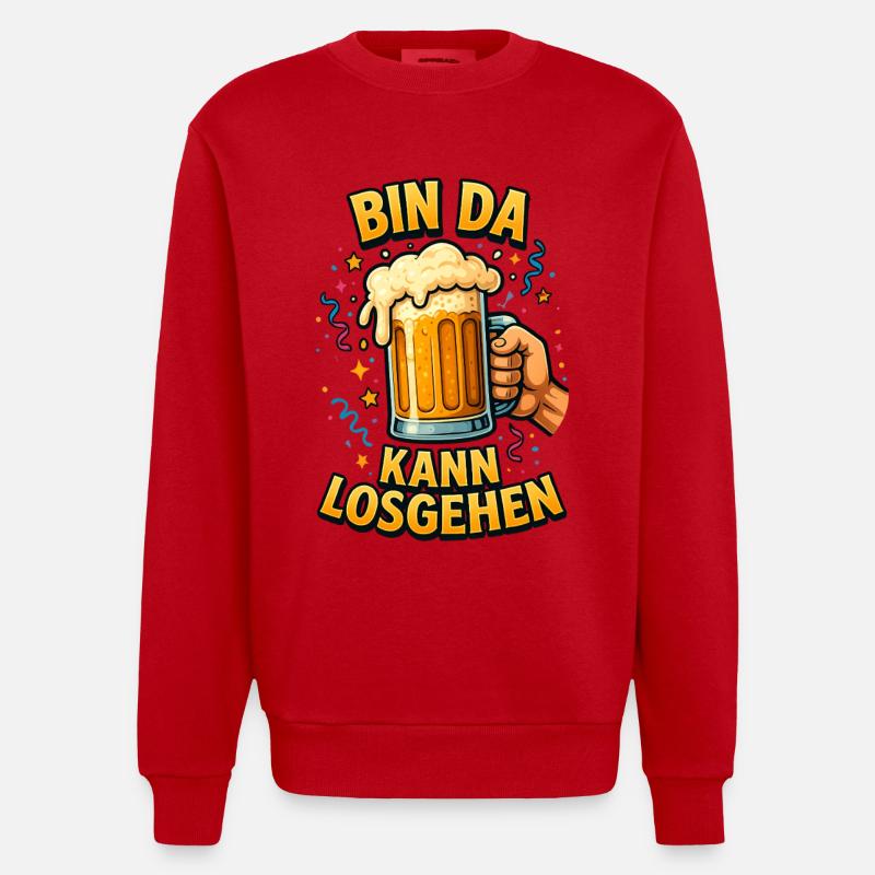 Bier Bierflasche Bierzelt Bierkrug Biergarten - Heavyweight Oversized Organic Crew Neck Made in EU - Rot