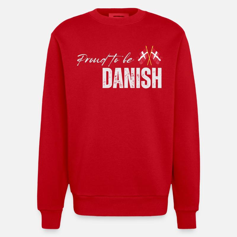 Stolzer Däne, ich liebe Dänemark - Heavyweight Oversized Organic Crew Neck Made in EU - Rot