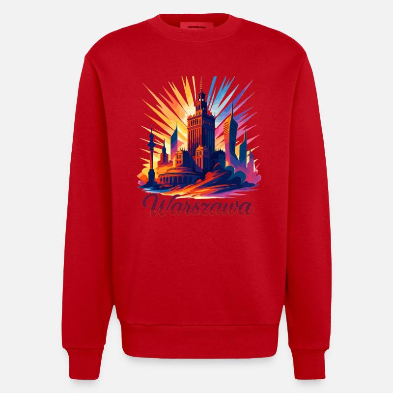 Varsovie Warszawa Capitale Pologne Cadeau - Sweat bio épais oversize fabriqué en UE - rouge