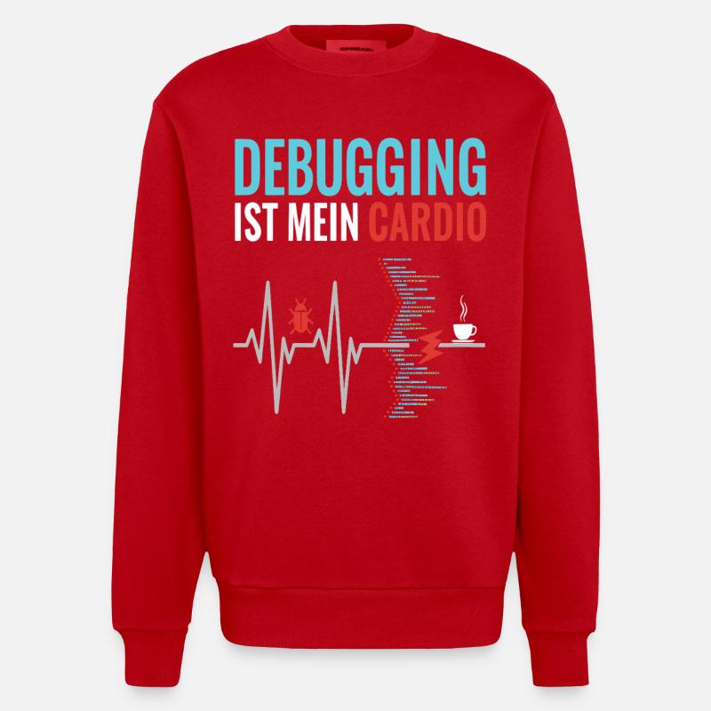 Debugging ist mein Cardio - Programmierer Nerd - Heavyweight Oversized Organic Crew Neck Made in EU - Rot