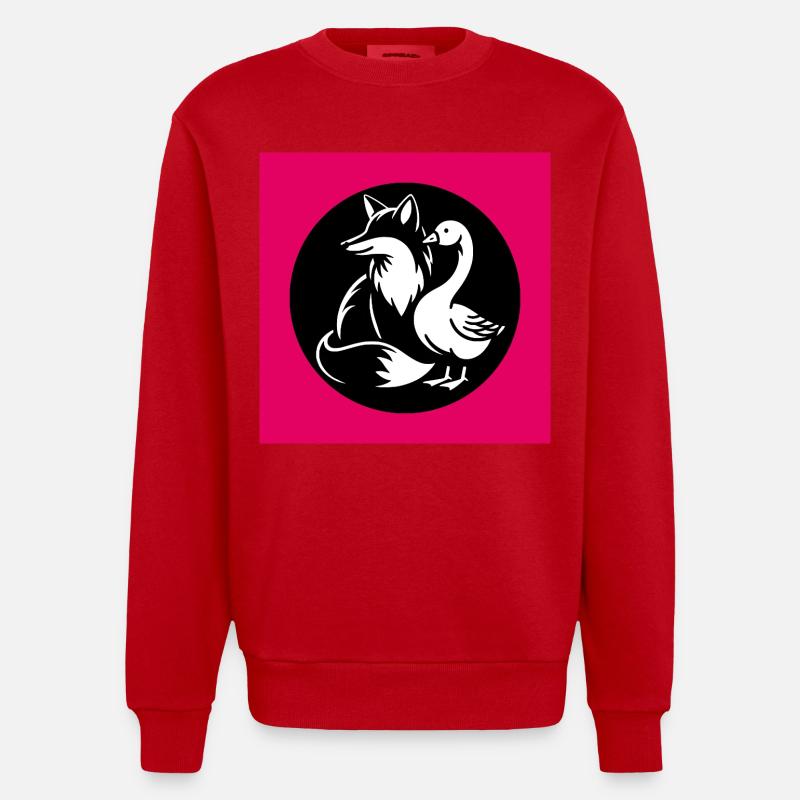 Fuchs und Gans in Freundschaft - Heavyweight Oversized Organic Crew Neck Made in EU - Rot