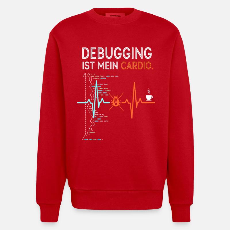 Debugging ist mein Cardio - Computer Nerd - Heavyweight Oversized Organic Crew Neck Made in EU - Rot
