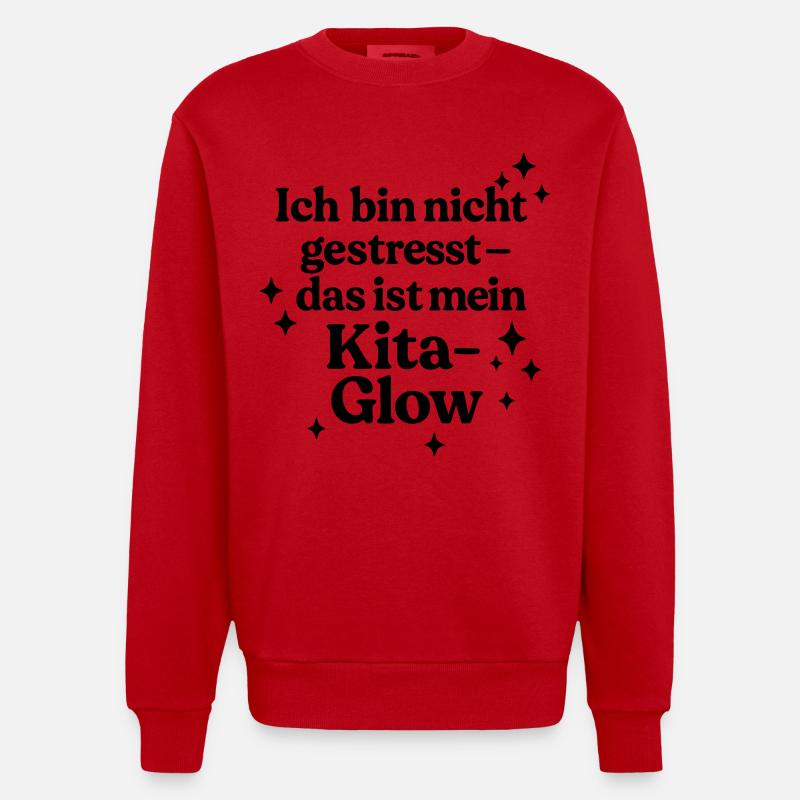 Ich bin nicht gestresst... - Heavyweight Oversized Organic Crew Neck Made in EU - Rot