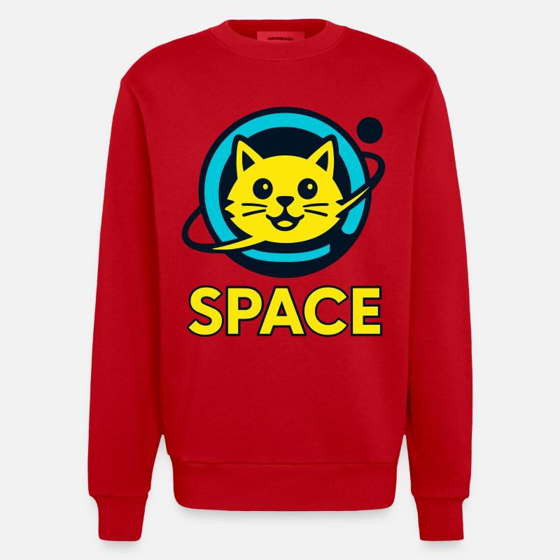Chat de l’espace - Sweat bio épais oversize fabriqué en UE - rouge
