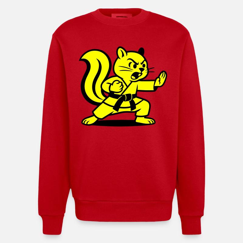 Karaté Écureuils ! - Sweat bio épais oversize fabriqué en UE - rouge