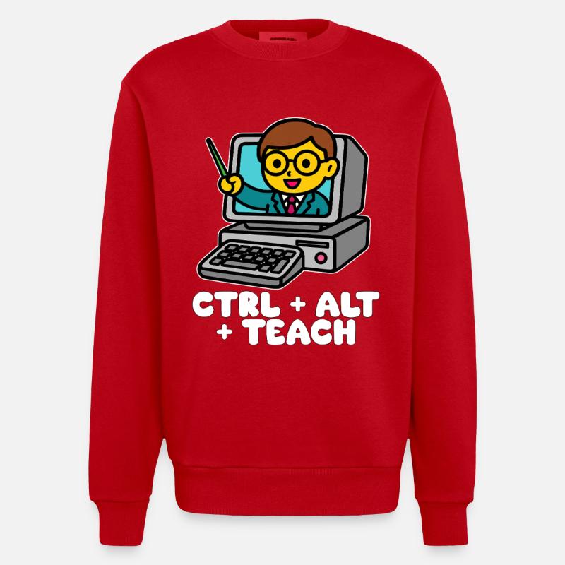 CTRL + ALT + TEACH - TEACHER GIFT - Heavyweight Oversized Organic Crew Neck Made in EU - red