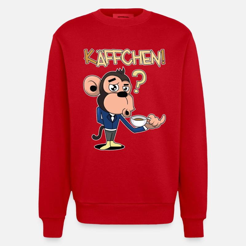 Käffchen, bitte! - Heavyweight Oversized Organic Crew Neck Made in EU - Rot