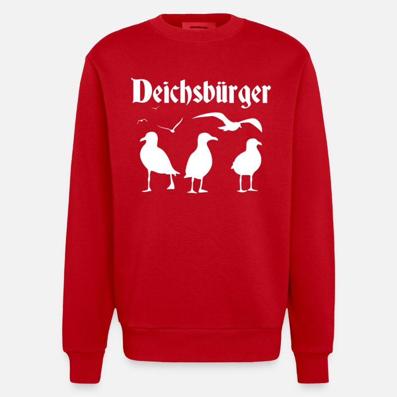 Équipage du Deichsbürger Seagull - Sweat bio épais oversize fabriqué en UE - rouge