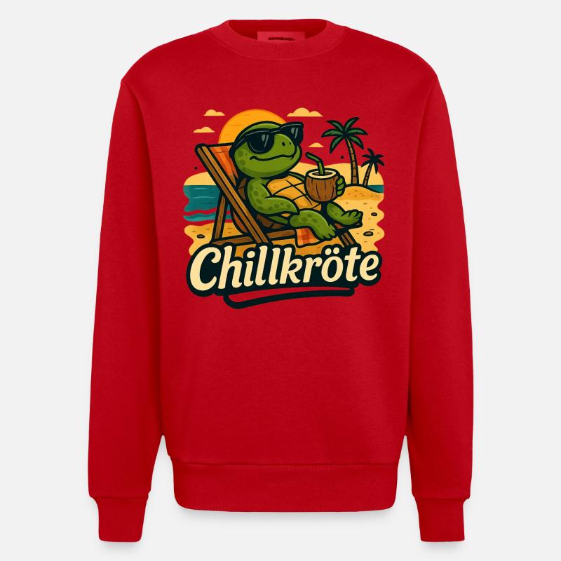 Chill toad - just take it slow - Heavyweight Oversized Organic Crew Neck Made in EU - red