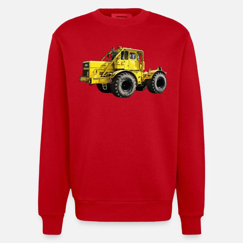 Yellow Power Machine K700 Tracteur - Sweat bio épais oversize fabriqué en UE - rouge