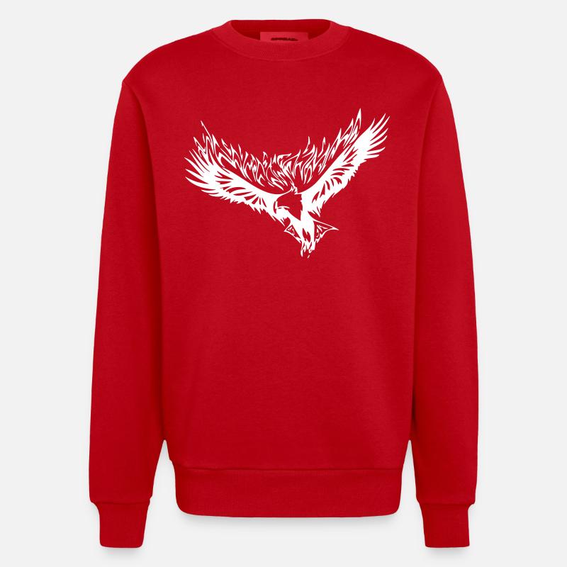 Flammenadler - Heavyweight Oversized Organic Crew Neck Made in EU - Rot
