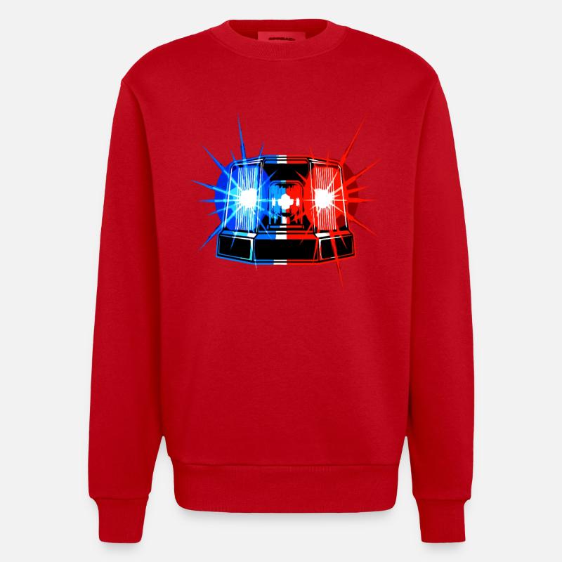 Blue Light Siren – Emergency Warning System - Heavyweight Oversized Organic Crew Neck Made in EU - red