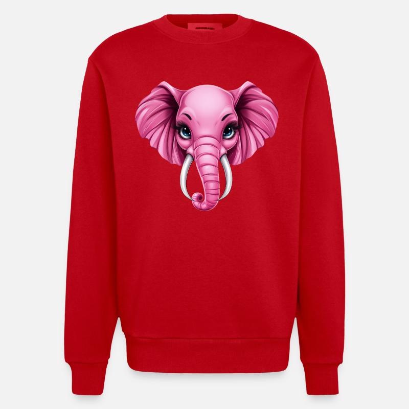 Mignon éléphant rose rose :) - Sweat bio épais oversize fabriqué en UE - rouge