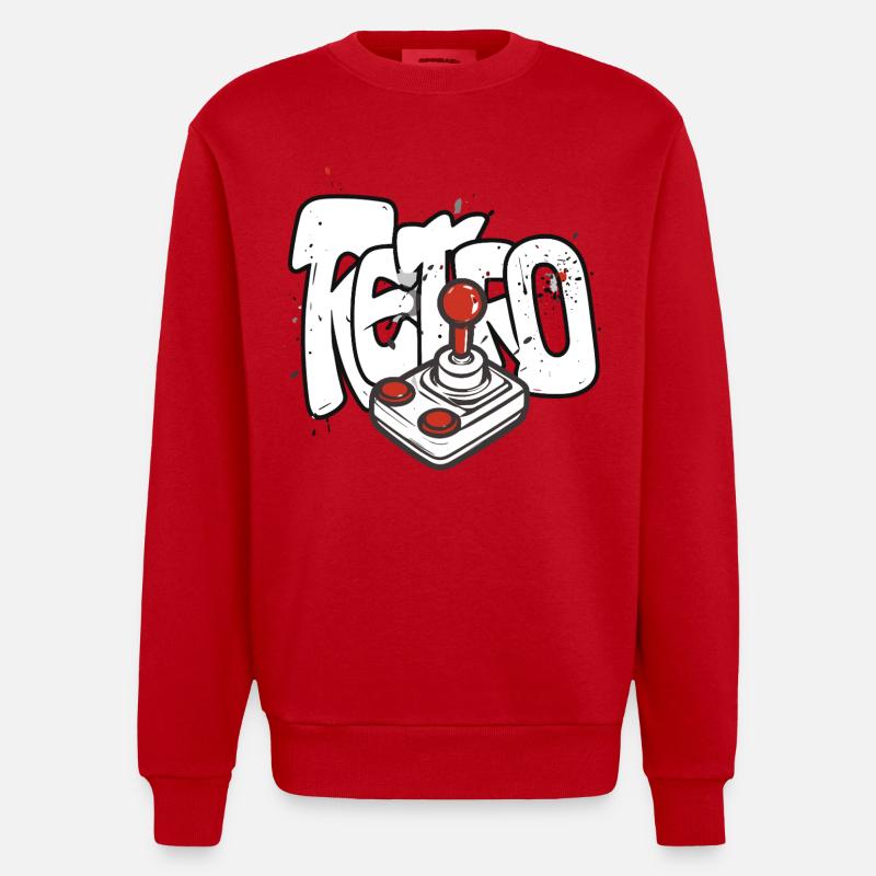 Conception du joystick Retrobomber - Sweat bio épais oversize fabriqué en UE - rouge