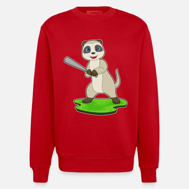 Erdmännchen Baseball Baseballschläger - Heavyweight Oversized Organic Crew Neck Made in EU - Rot