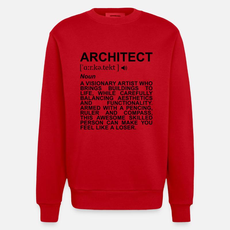 Signification de l’architecte - Sweat bio épais oversize fabriqué en UE - rouge