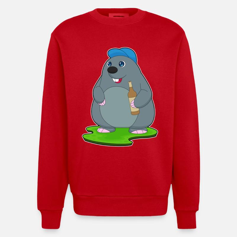 Bouteille de bière Mole - Sweat bio épais oversize fabriqué en UE - rouge