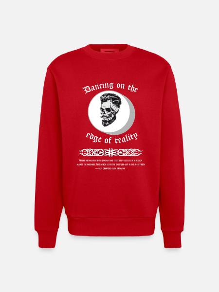 Dancing_on_the_edge_of_reality - Heavyweight Oversized Organic Crew Neck Made in EU - red