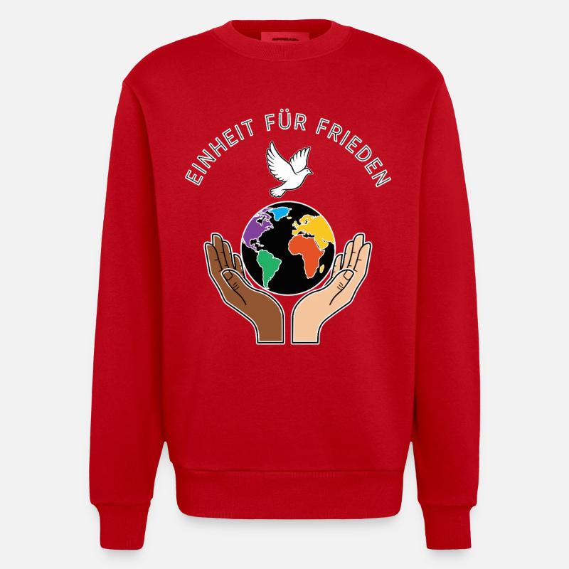 L’unité pour la paix - Sweat bio épais oversize fabriqué en UE - rouge