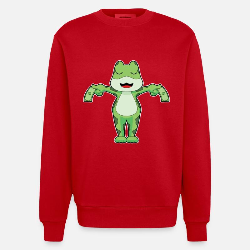 Frosch Banknote - Heavyweight Oversized Organic Crew Neck Made in EU - Rot