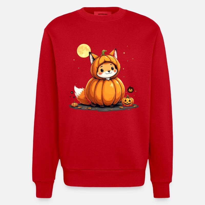 Pumpkin Fox Haunt youpi ! - Sweat bio épais oversize fabriqué en UE - rouge