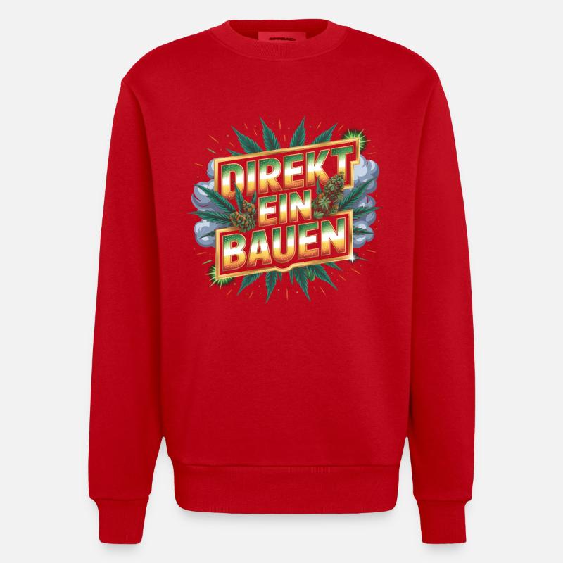 Direkt ein Bauen -  Deutsche Memes - Heavyweight Oversized Organic Crew Neck Made in EU - Rot