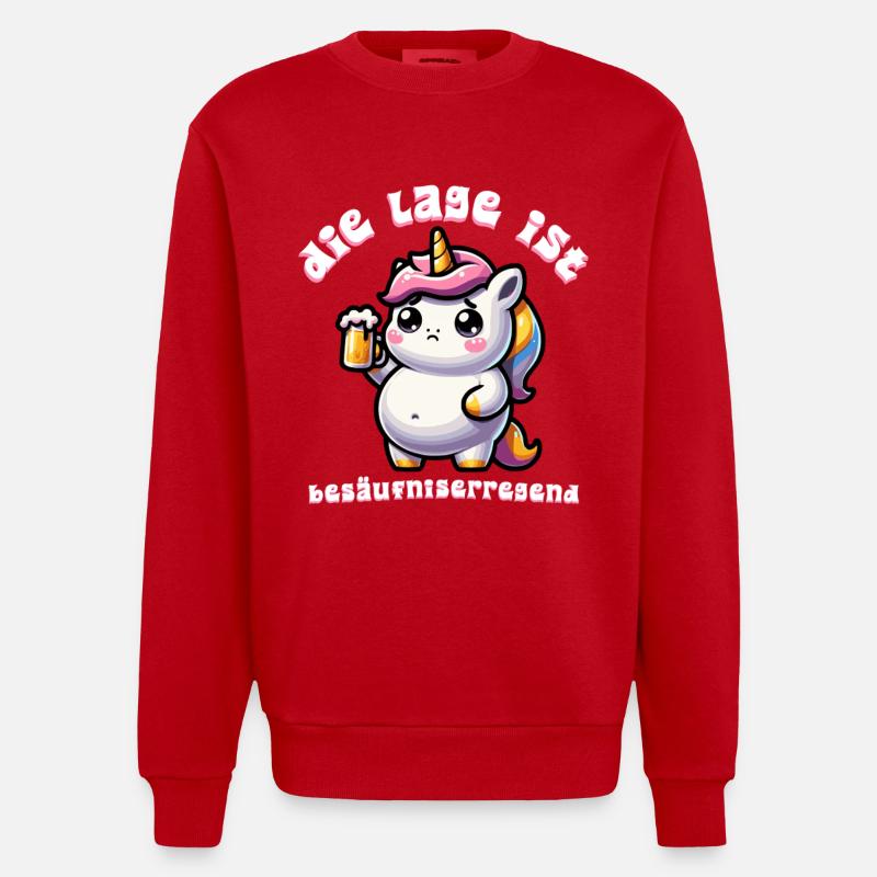 Süßes Einhorn Bier Feier - Heavyweight Oversized Organic Crew Neck Made in EU - Rot