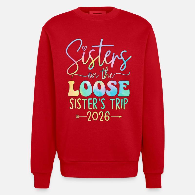 Conception du voyage des sœurs 2026 - Sweat bio épais oversize fabriqué en UE - rouge