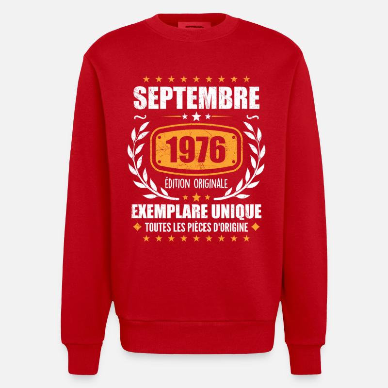 Septembre 1976 Exemplaire Unique - Septembre 1976 - Sweat bio épais oversize fabriqué en UE - rouge