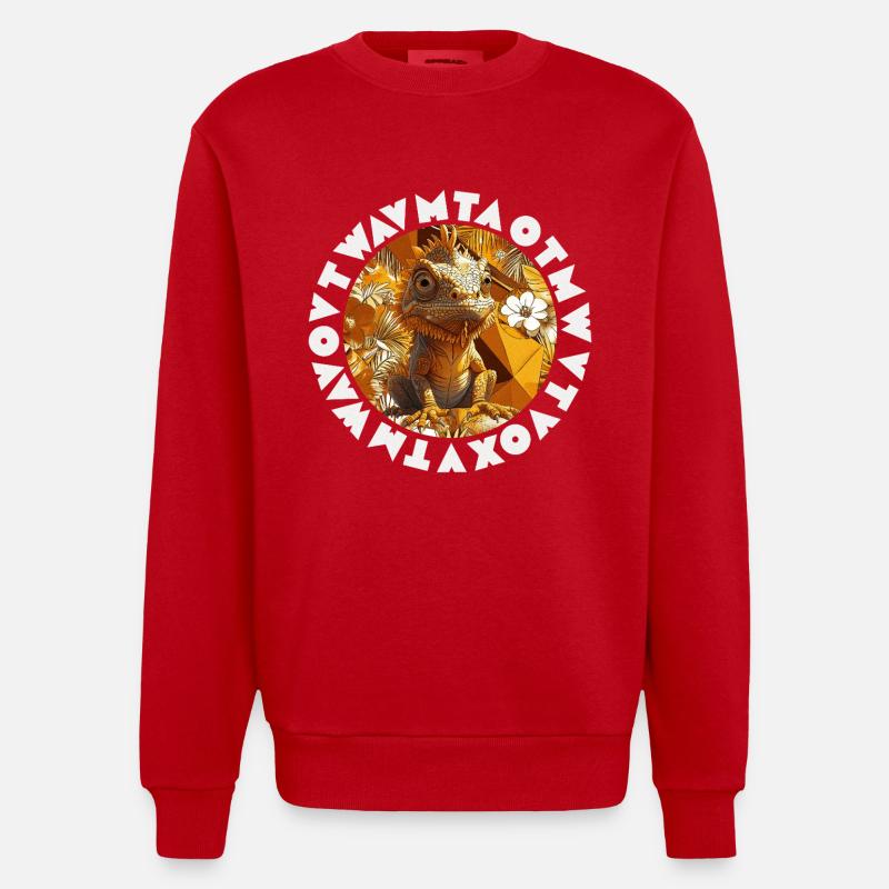 Caméléon Tropical Stylisé Exotique Graphique - Sweat bio épais oversize fabriqué en UE - rouge