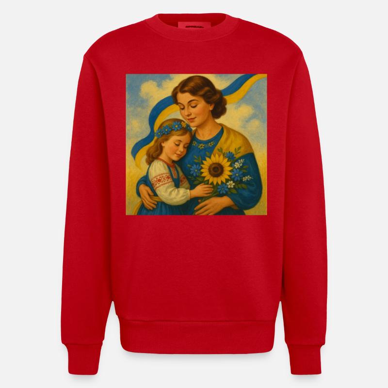 L’inquiétude d’une mère ukrainienne - Sweat bio épais oversize fabriqué en UE - rouge