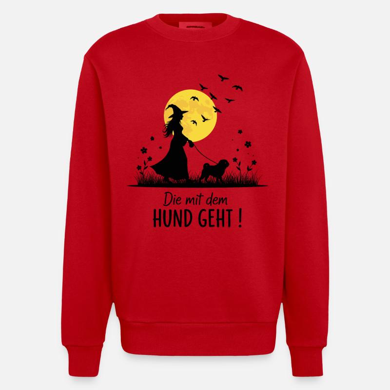 Die mit dem Mops geht ! - Heavyweight Oversized Organic Crew Neck Made in EU - Rot