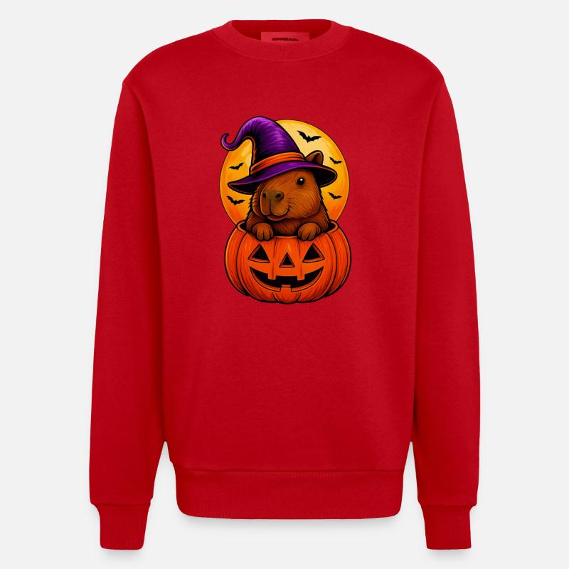 Capybara mignon dans la citrouille d’Halloween - Sweat bio épais oversize fabriqué en UE - rouge