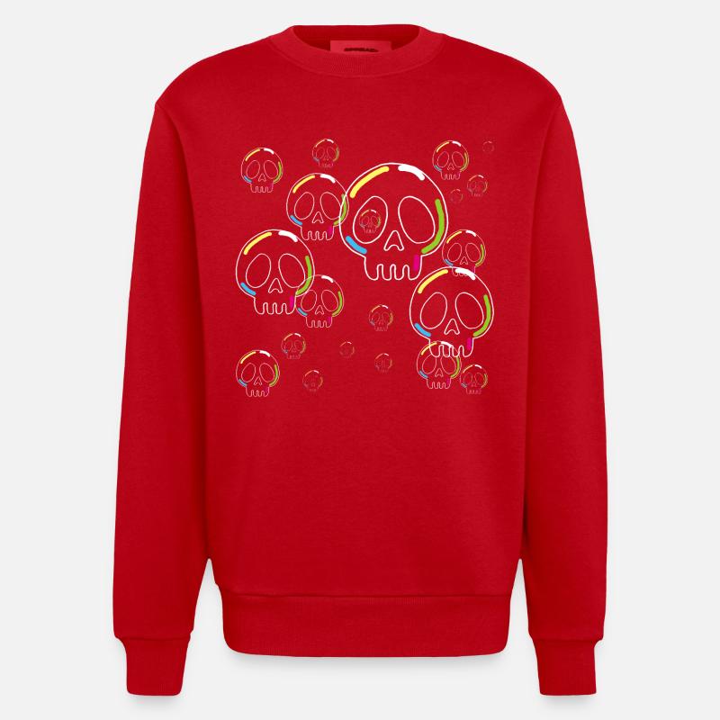 Crânes de savon étranges - Sweat bio épais oversize fabriqué en UE - rouge