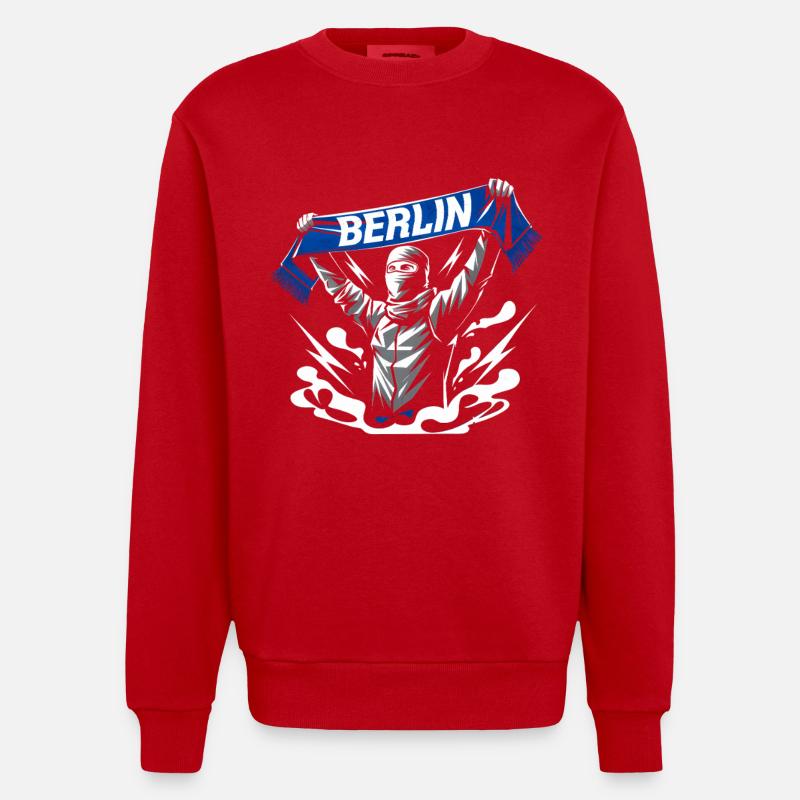 Stilisierte Neon-Graffiti Berlin Szene - Heavyweight Oversized Organic Crew Neck Made in EU - Rot