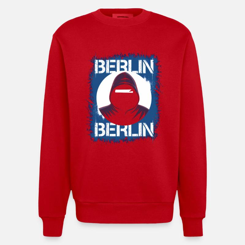 Sweat à capuche style graffiti Berlin - Sweat bio épais oversize fabriqué en UE - rouge