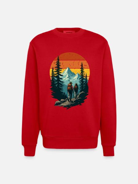 Mountain Nature Adventurers - Heavyweight Oversized Organic Crew Neck Made in EU - red