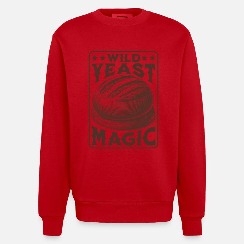 Wilde Hefe Magic Sauerteig Brot Liebhaber - Heavyweight Oversized Organic Crew Neck Made in EU - Rot