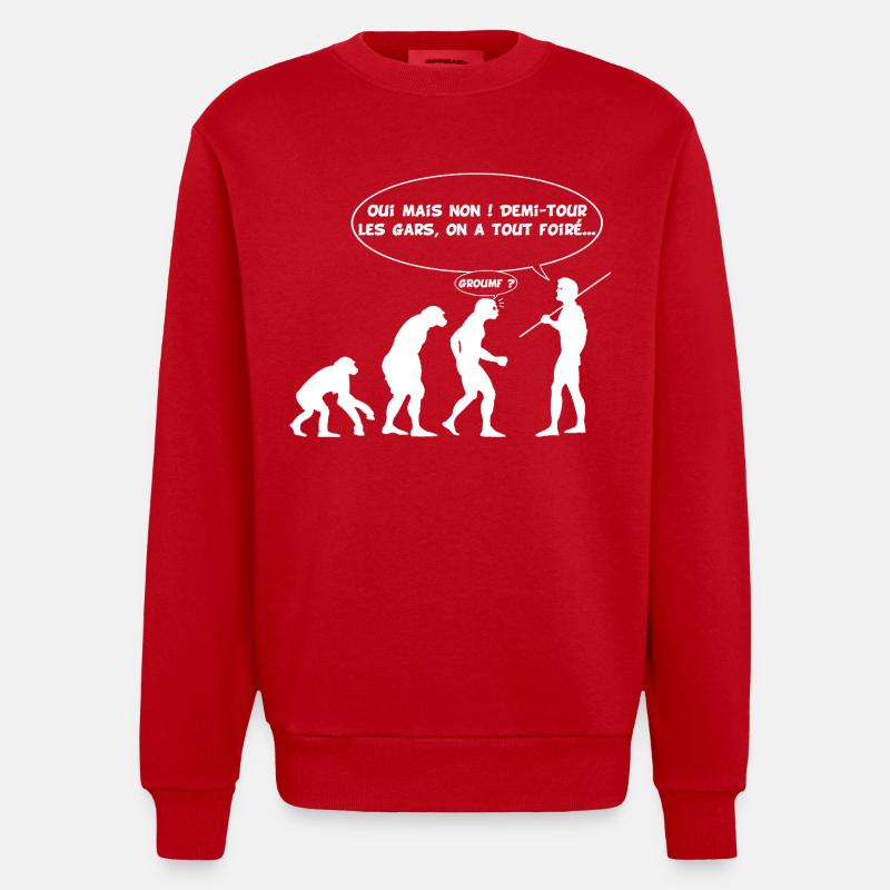 Erreur d'évolution (blanc) - Sweat bio épais oversize fabriqué en UE - rouge