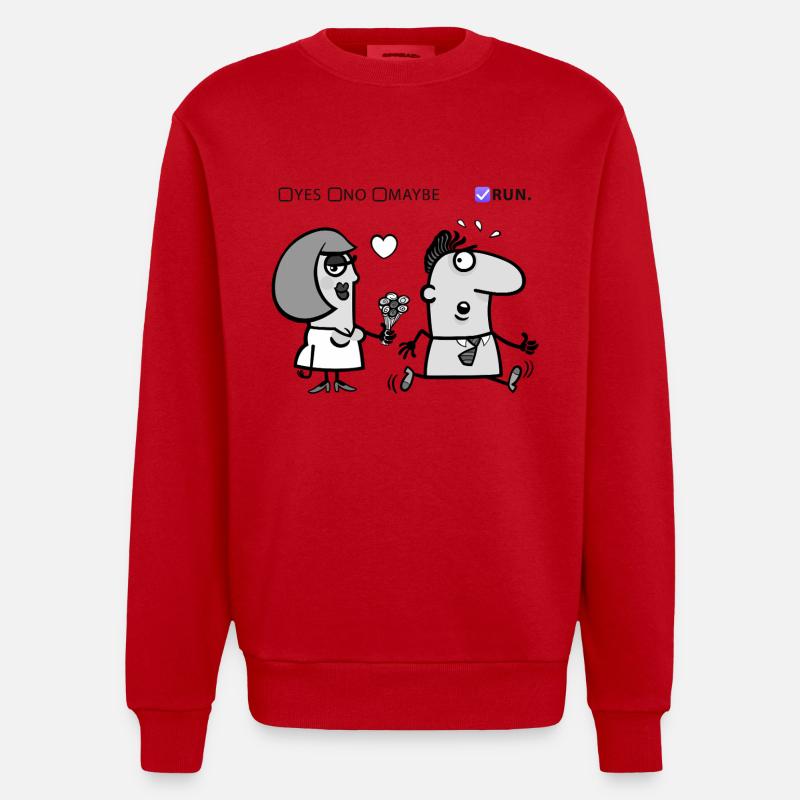 Liebe oder Flucht – Skurriles Humor-Design - Heavyweight Oversized Organic Crew Neck Made in EU - Rot