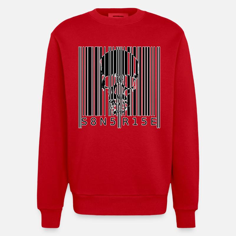 S8N5 R15E Dämonischer Barcode Streetstyle - Heavyweight Oversized Organic Crew Neck Made in EU - Rot
